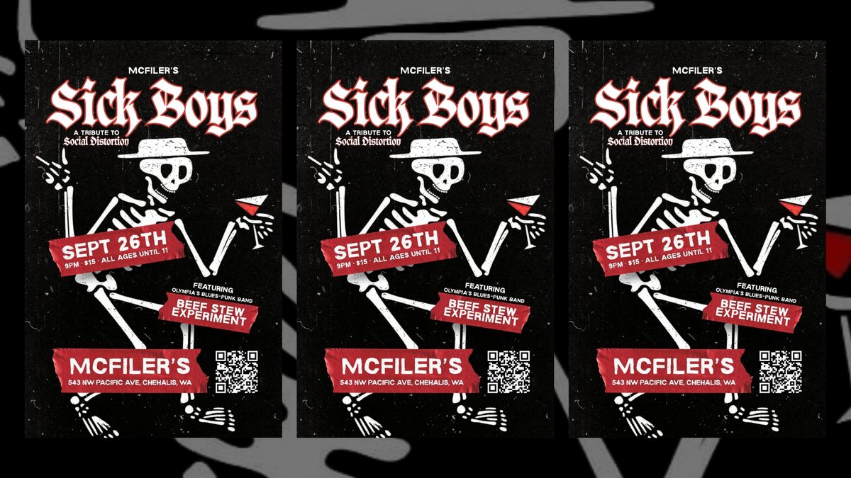 Sick Boys - Social Distortion Tribute & Beef Stew Experiment concert poster